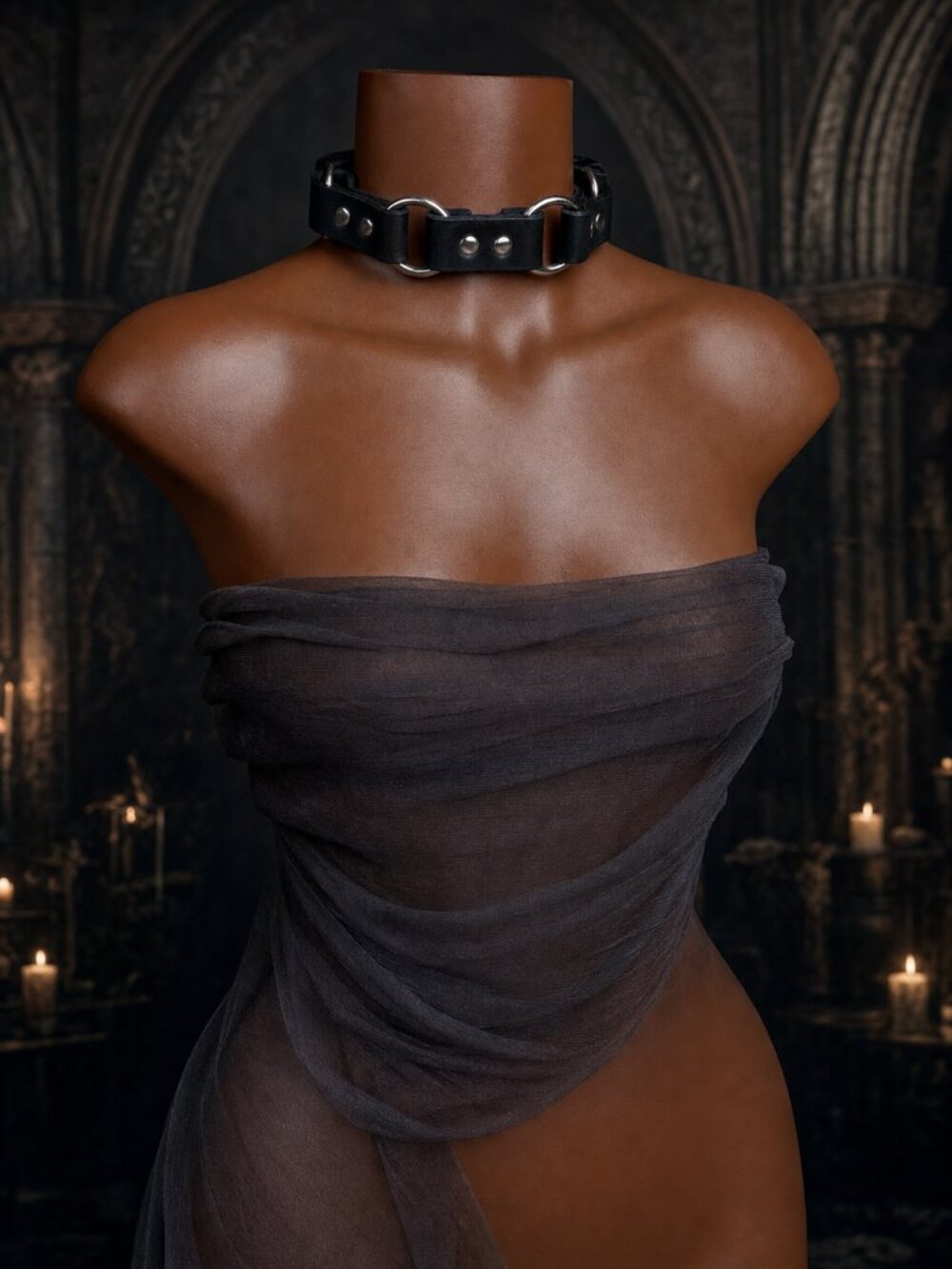 🖤 TANDY LEATHER BLACK O-RING SEGMENTED COLLAR 🖤not worm women choker studded